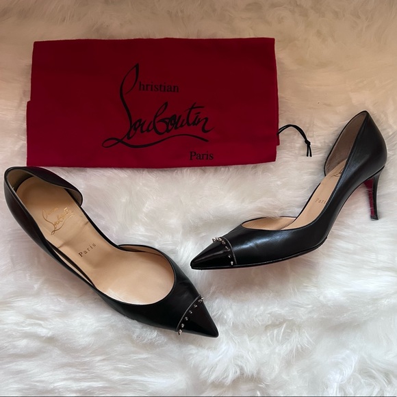 Christian Louboutin Shoes - CHRISTIAN LOUBOUTIN Culturella 70 Spike Patent Leather Cap Pumps